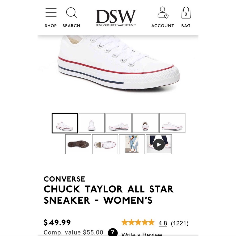 Converse Chuck Taylor Sneakers in White Size 6